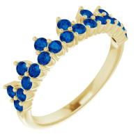 14K Yellow Gold Chatham® Lab-Created Blue Sapphire Crown Ring   
